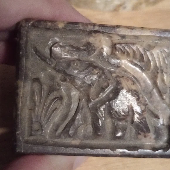 Set of Carved Stone Boxes with Elephant Design - Picture 5 of 7